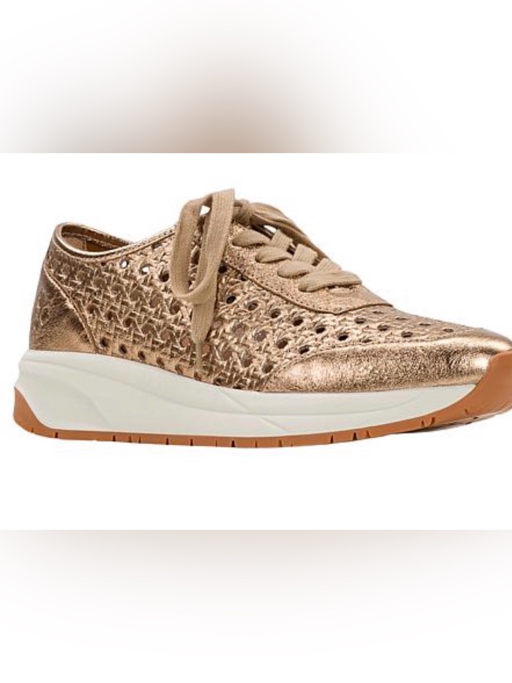 Patricia Nash Women’s Metallic Gold Woven Platform Sneaker. Sz 7